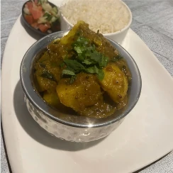 Indian curry served with rice